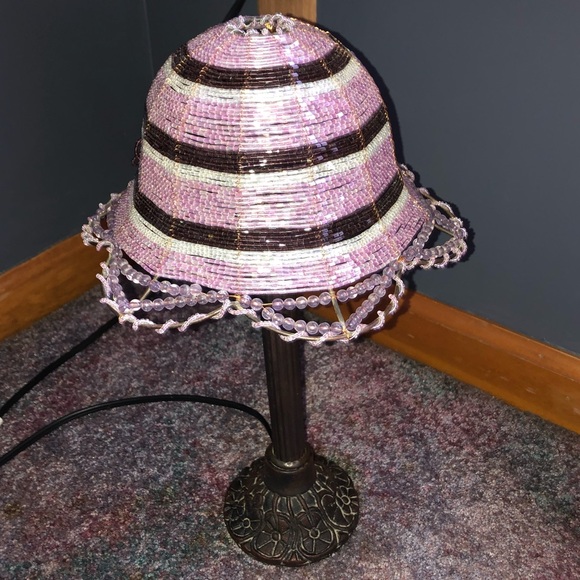 Vintage Beaded Hat Side Lamp - Picture 8 of 8